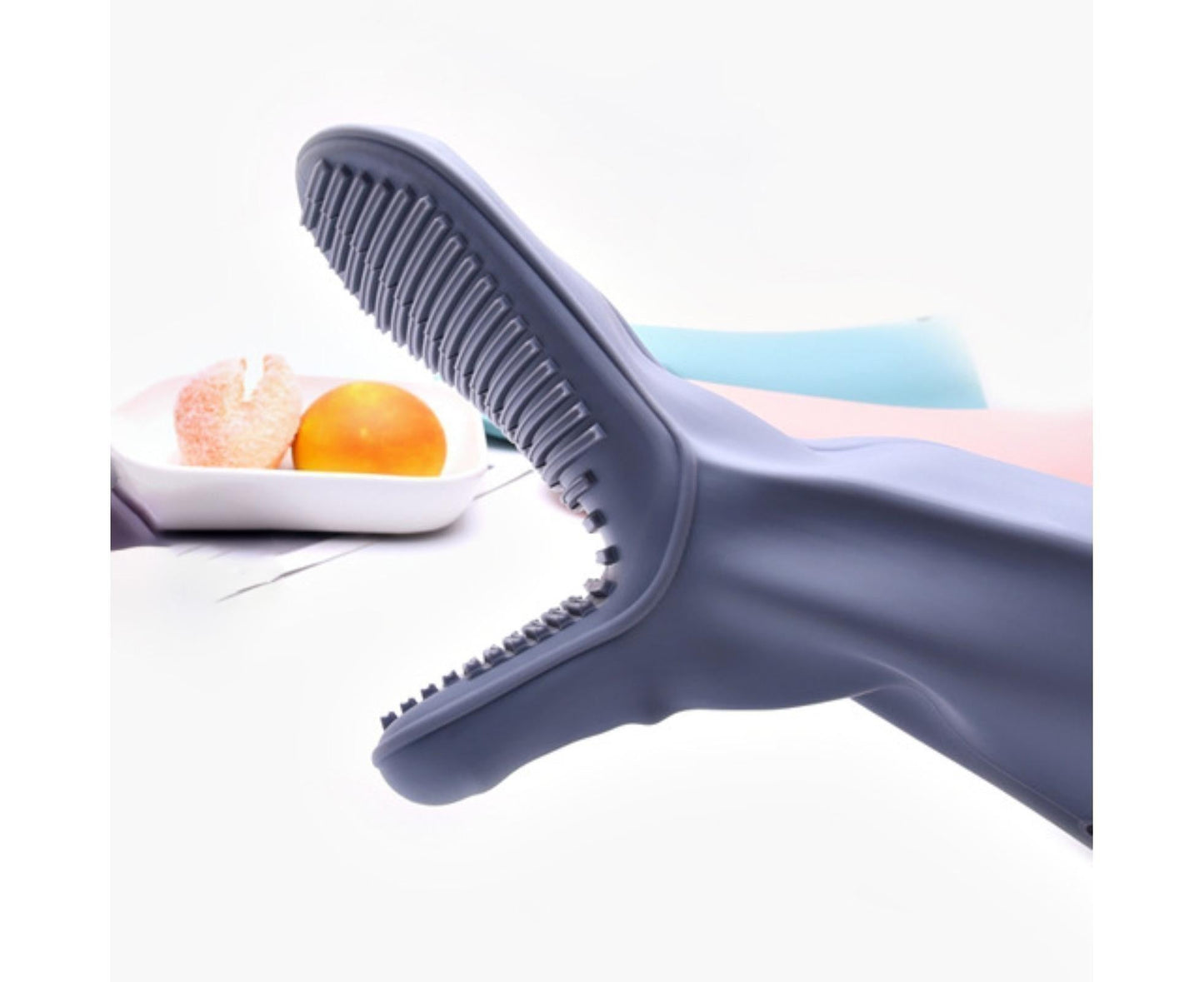 Heat Resistant Silicone Non-slip Oven Grilling BBQ Mitts Cooking Baking Gloves-Green V1263-JX-907