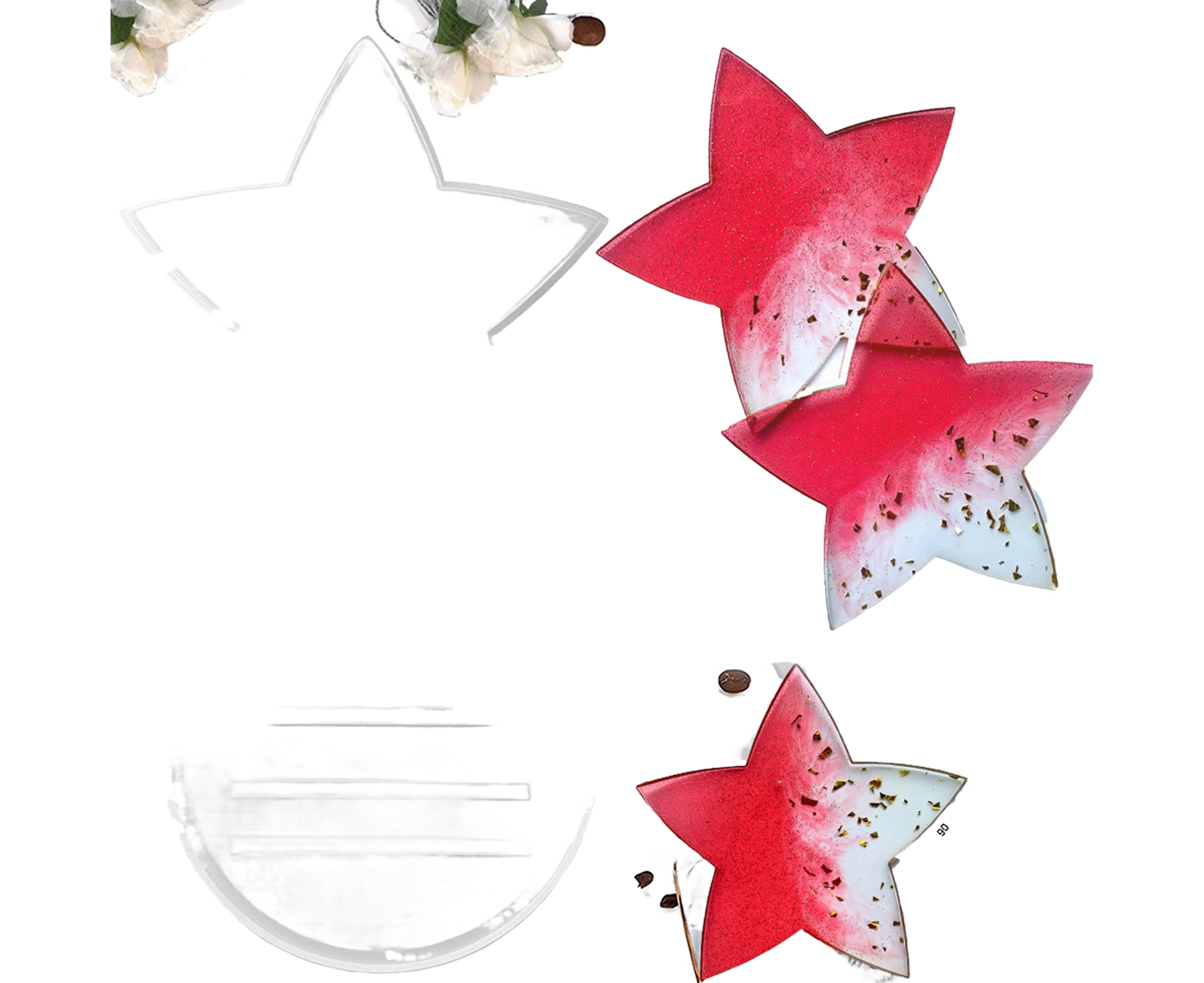 1 Set Star Shape Coaster Mold - Transparent V1263-JX-910