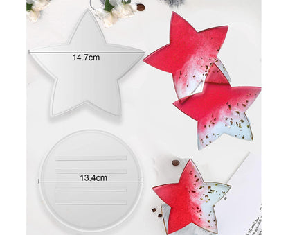 1 Set Star Shape Coaster Mold - Transparent V1263-JX-910