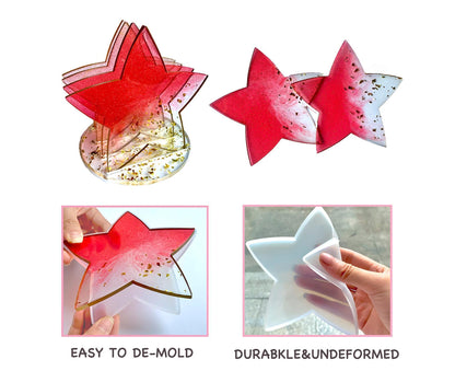 1 Set Star Shape Coaster Mold - Transparent V1263-JX-910