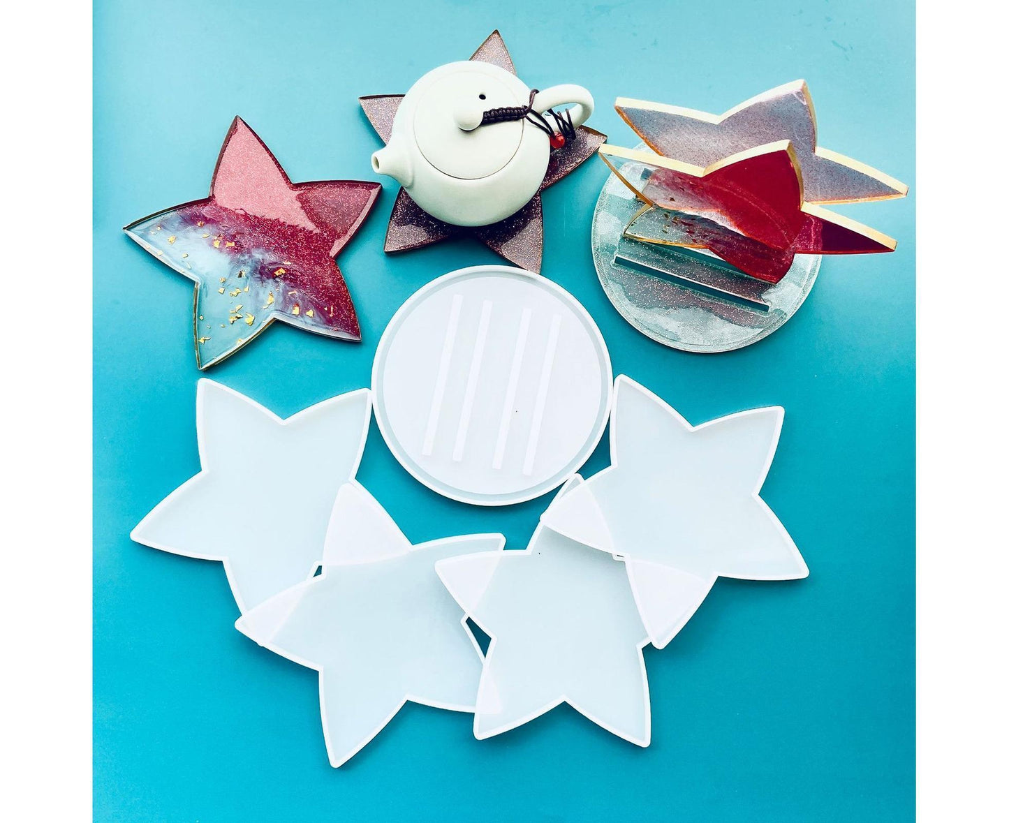 1 Set Star Shape Coaster Mold - Transparent V1263-JX-910