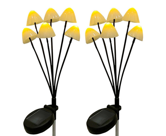 2Pcs Solar Mushroom Light - 6pcs Warm White V1263-JX-916