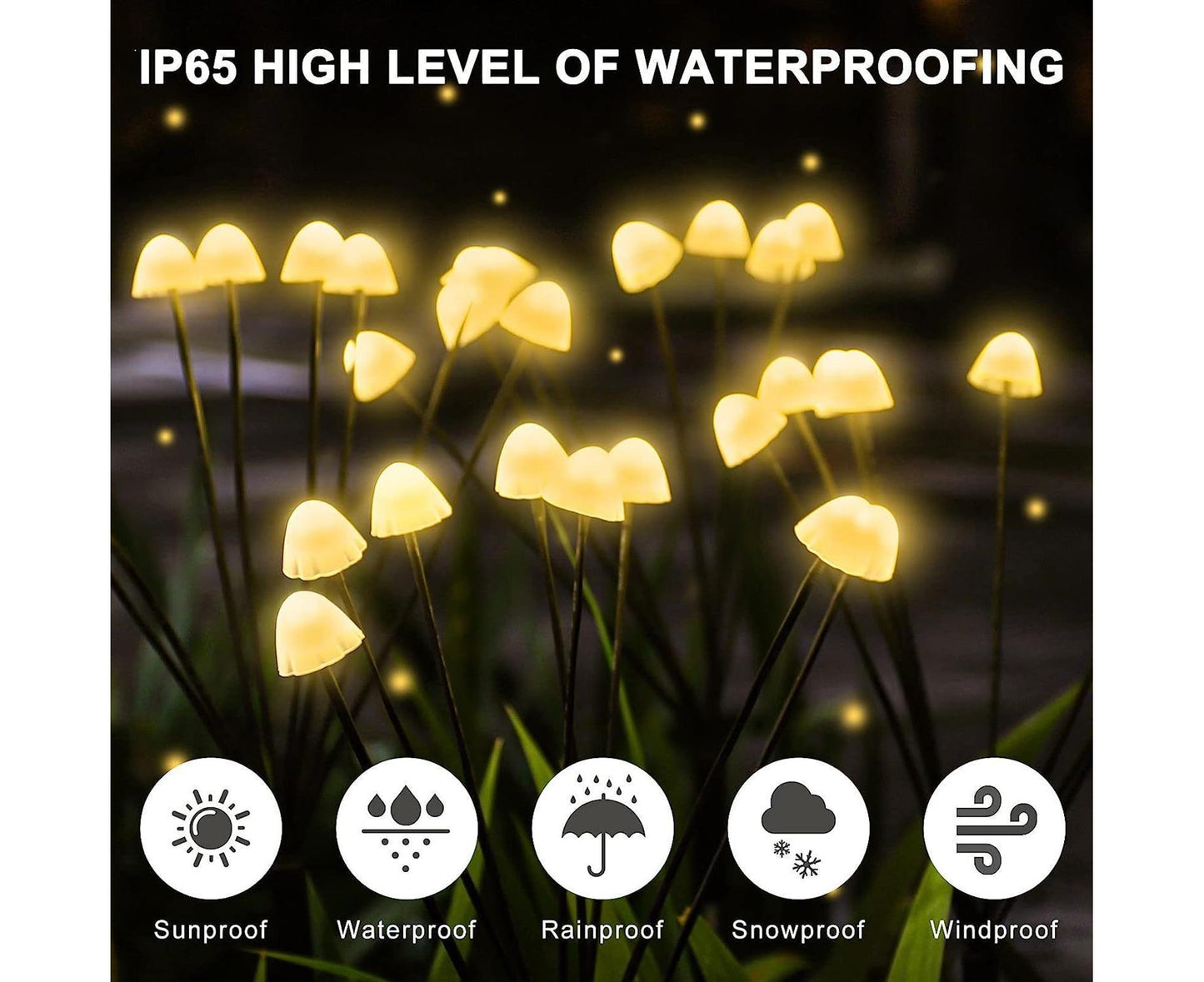 2Pcs Solar Mushroom Light - 6pcs Warm White V1263-JX-916