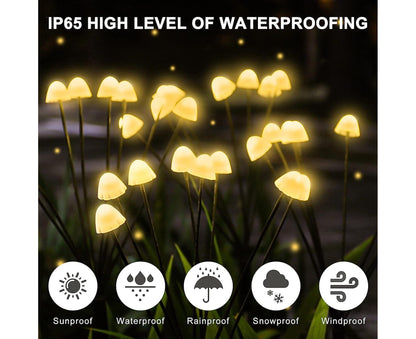 2Pcs Solar Mushroom Light - 6pcs Warm White V1263-JX-916
