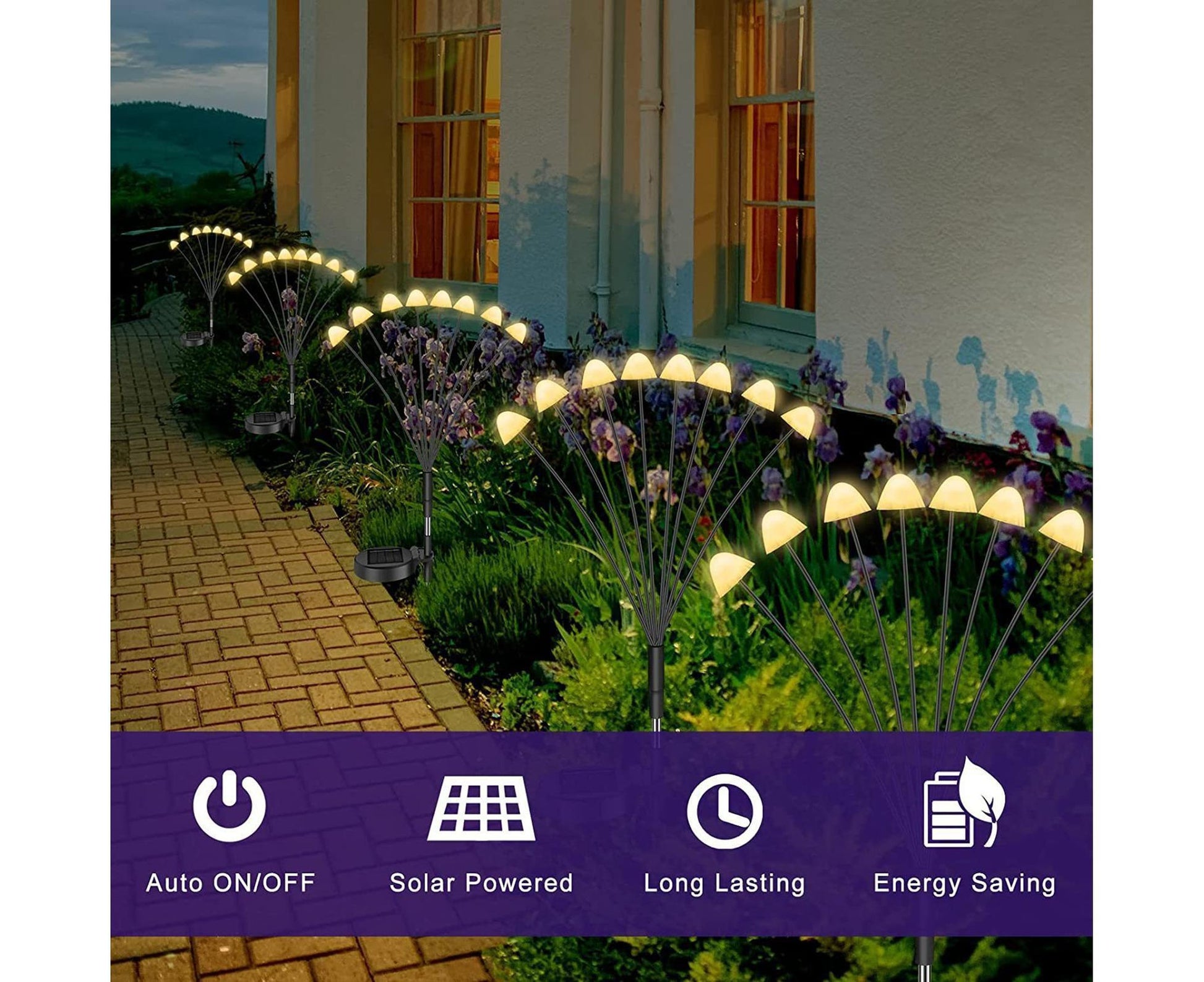 2Pcs Solar Mushroom Light - 6pcs Warm White V1263-JX-916
