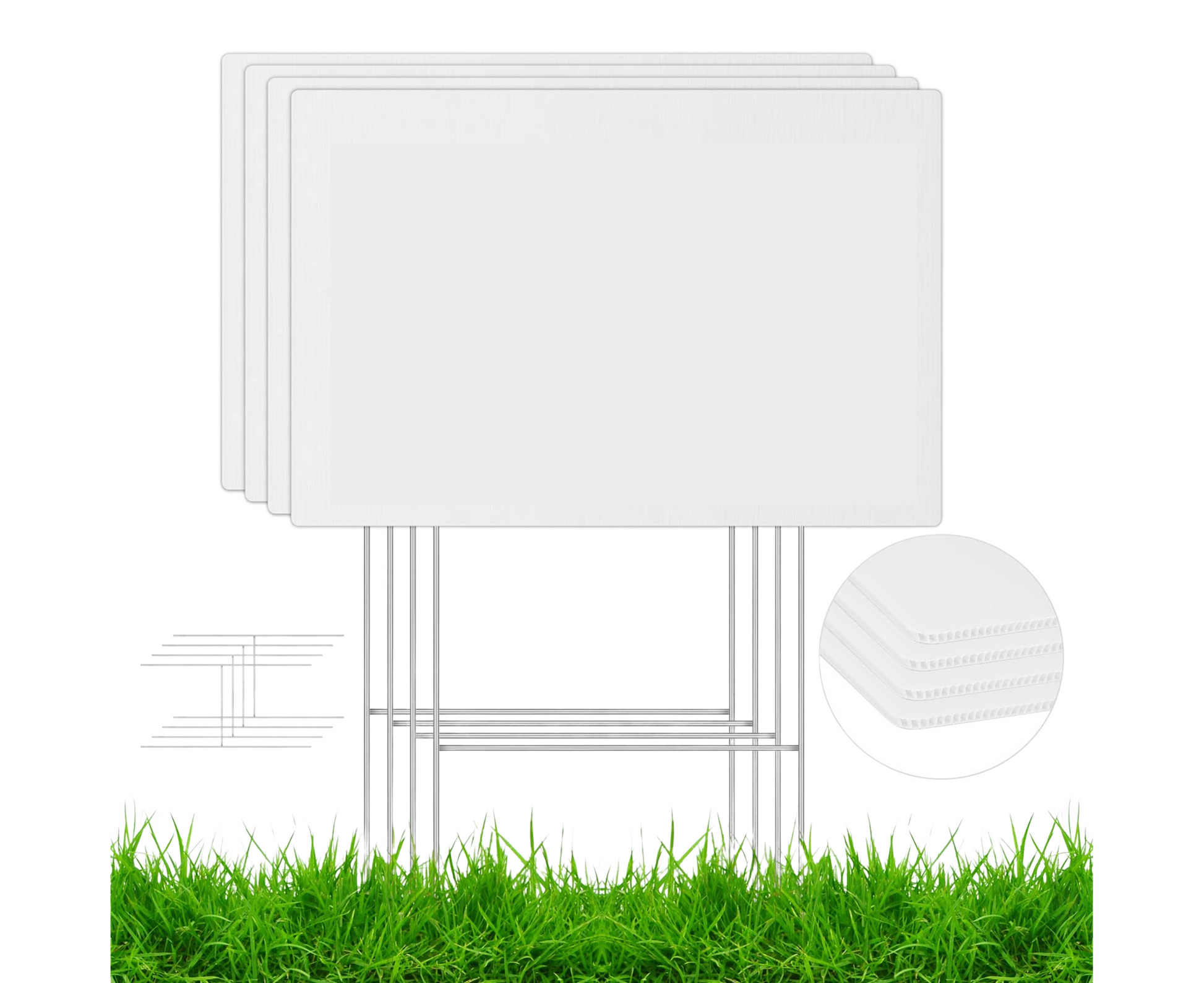 4Pcs Blank Yard Signs with H Stakes - 4pcs V1263-JX-918