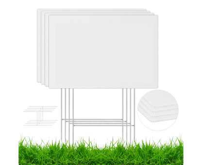 4Pcs Blank Yard Signs with H Stakes - 4pcs V1263-JX-918