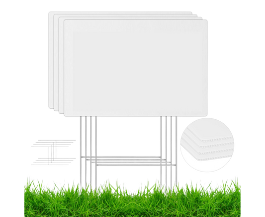 4Pcs Blank Yard Signs with H Stakes - 4pcs V1263-JX-918