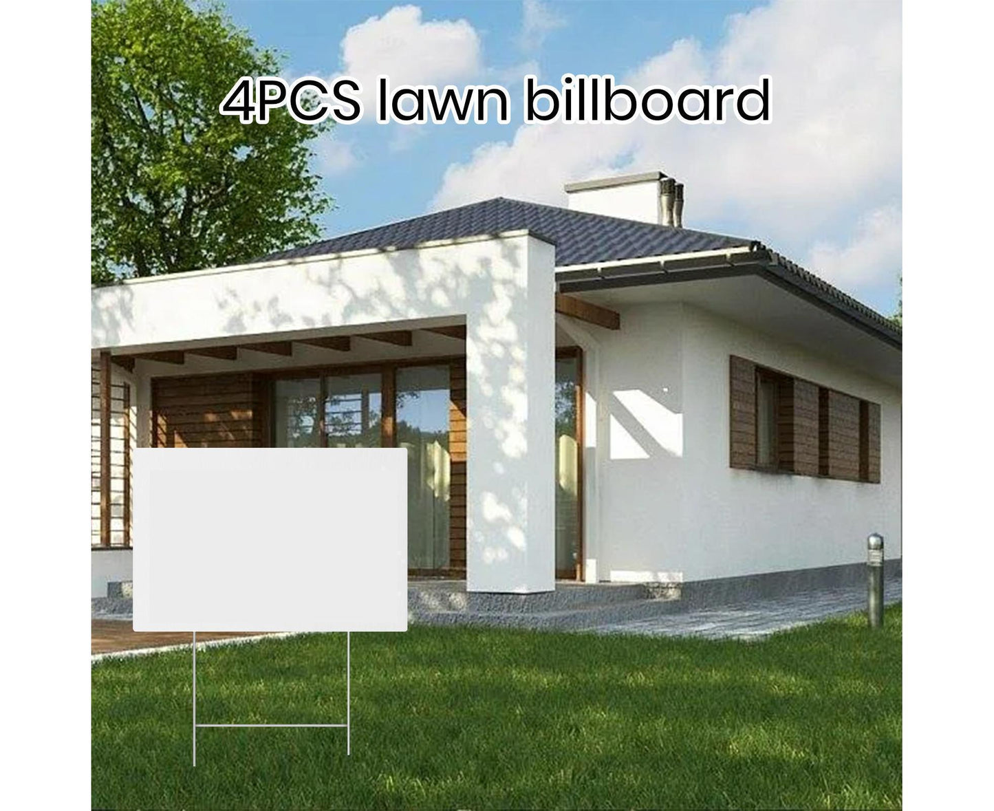 4Pcs Blank Yard Signs with H Stakes - 4pcs V1263-JX-918