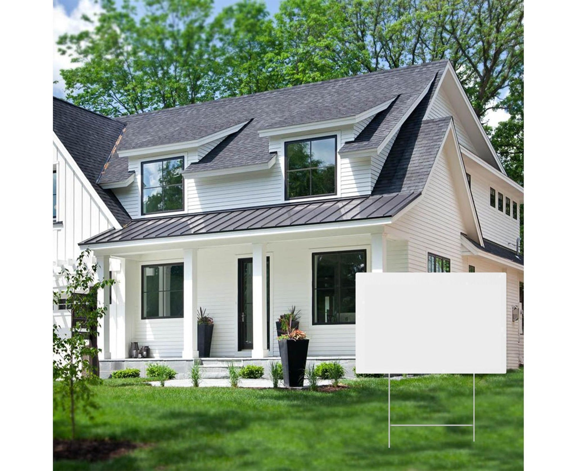 4Pcs Blank Yard Signs with H Stakes - 4pcs V1263-JX-918