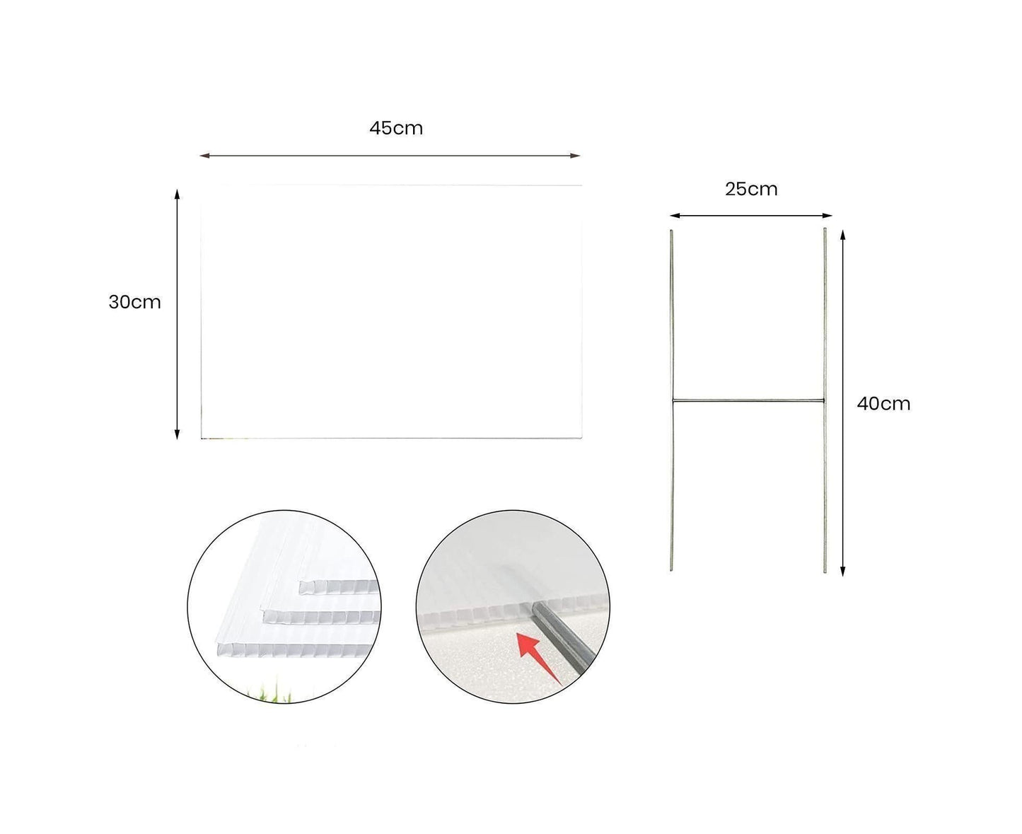4Pcs Blank Yard Signs with H Stakes - 4pcs V1263-JX-918