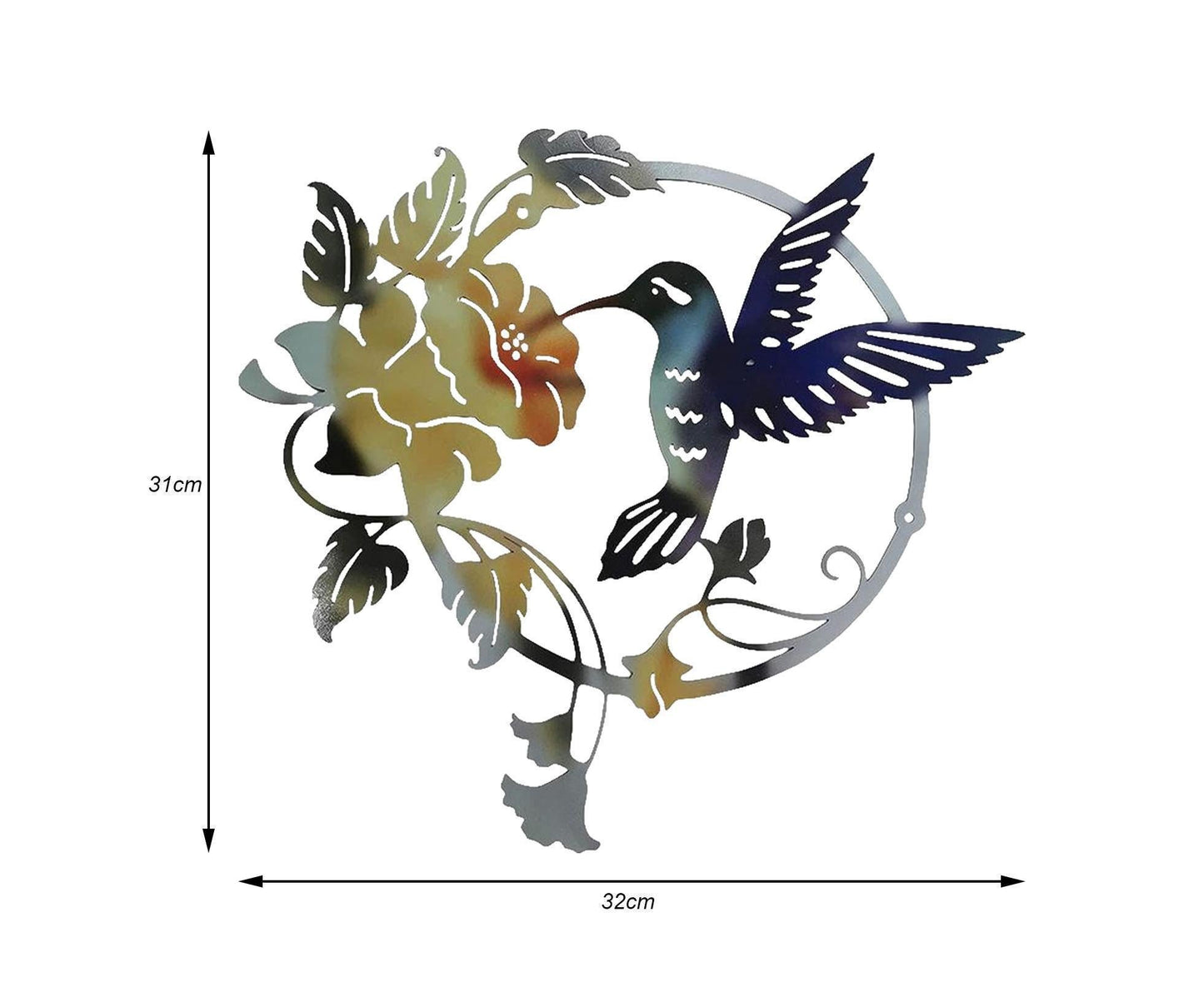 Metal Bird Wall Art Decor Hummingbird - Yellow V1263-JX-926
