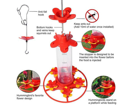 Hanging Feeder Hook Leakproof Hummingbird Feeder - Red V1263-JX-940