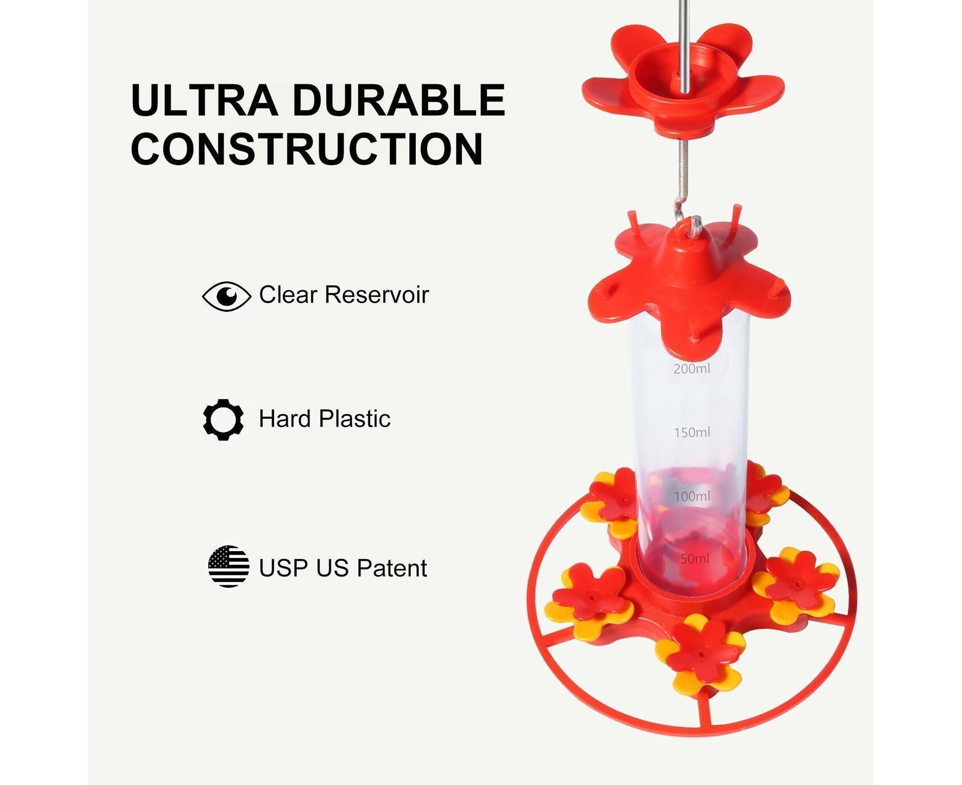 Hanging Feeder Hook Leakproof Hummingbird Feeder - Red V1263-JX-940