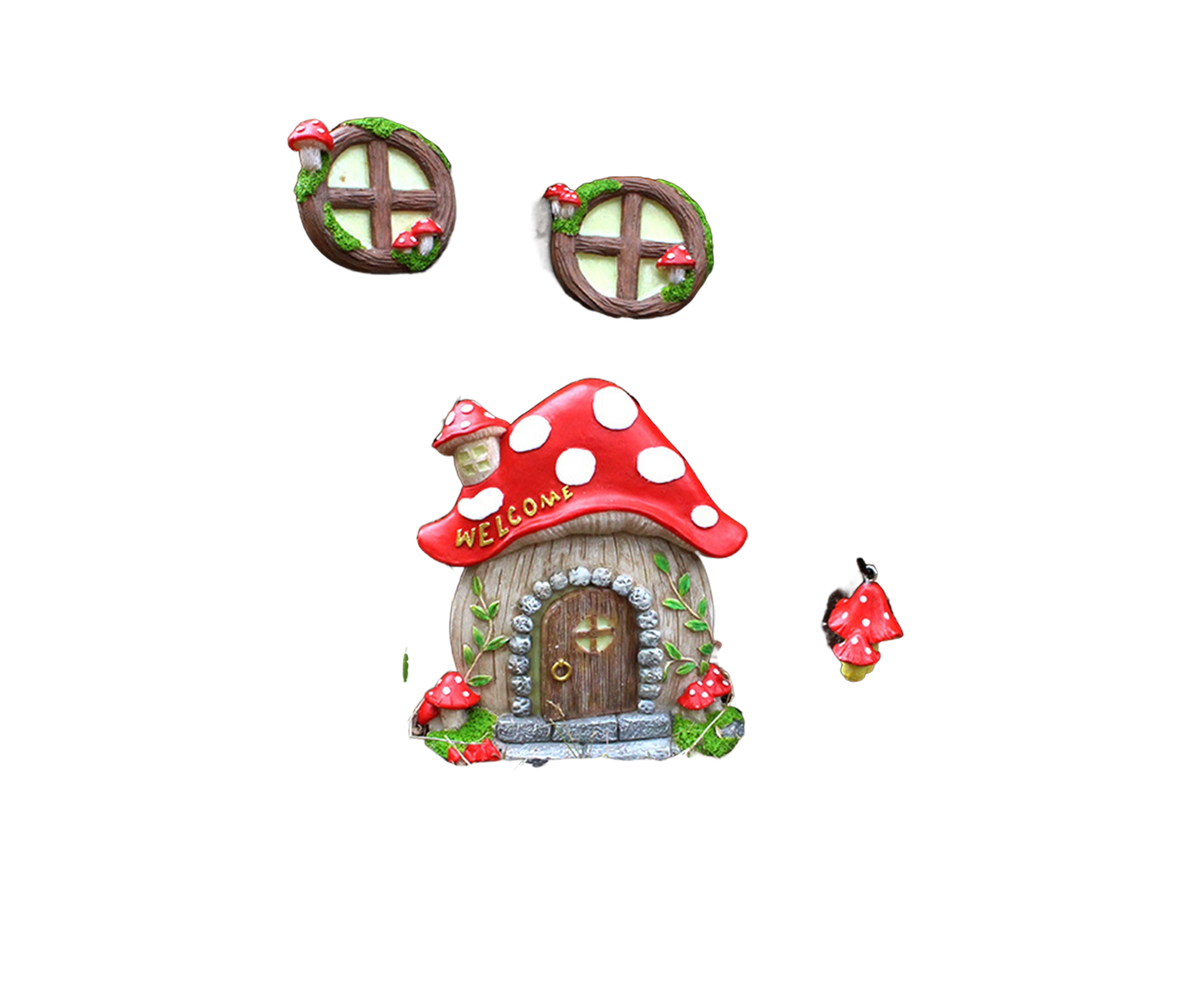 Mushroom House Door Luminous Garden Ornament - Multicolor V1263-JX-941