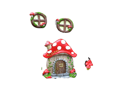 Mushroom House Door Luminous Garden Ornament - Multicolor V1263-JX-941