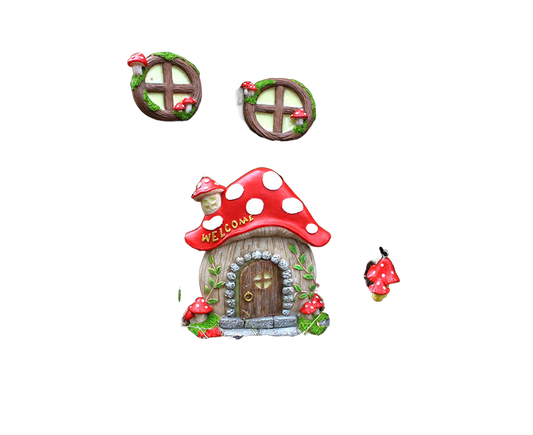 Mushroom House Door Luminous Garden Ornament - Multicolor V1263-JX-941