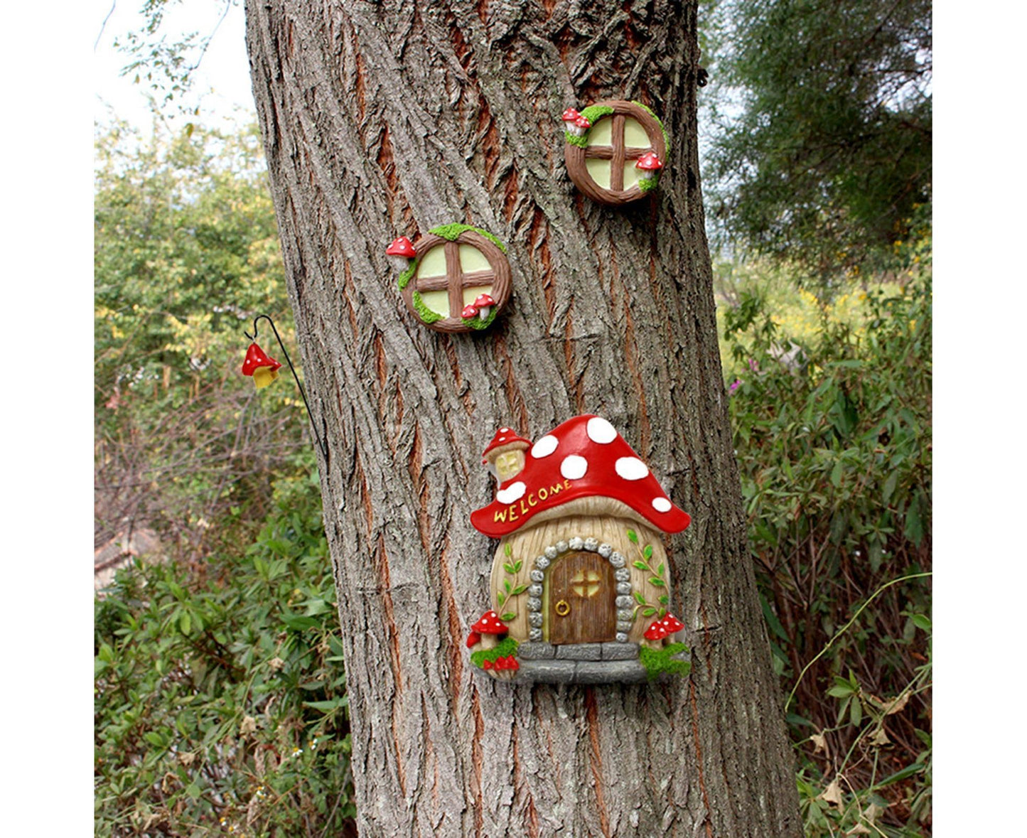 Mushroom House Door Luminous Garden Ornament - Multicolor V1263-JX-941
