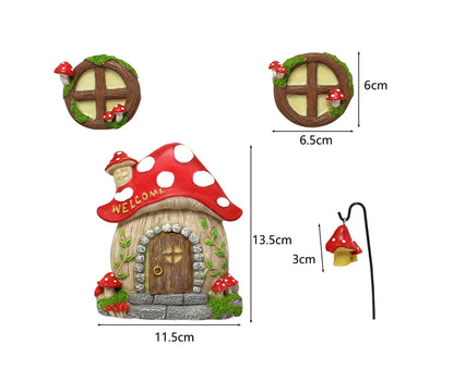 Mushroom House Door Luminous Garden Ornament - Multicolor V1263-JX-941