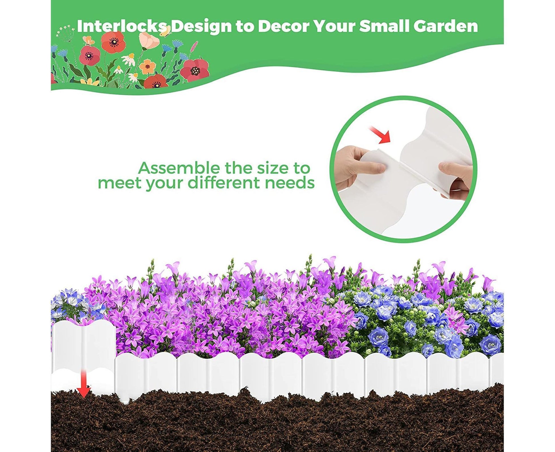 20Pcs Border Fence Walkway Landscape Edging - White V1263-JX-943