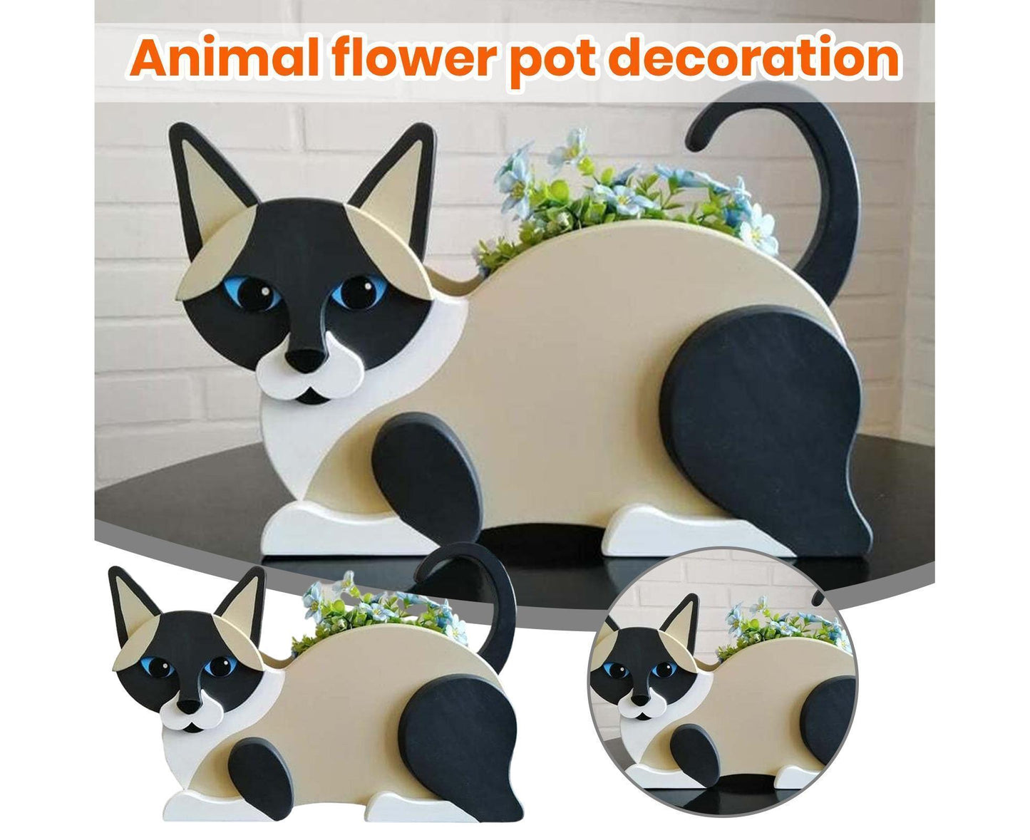Flower Pot Cat Shape PVC Plant Pot - B V1263-JX-946