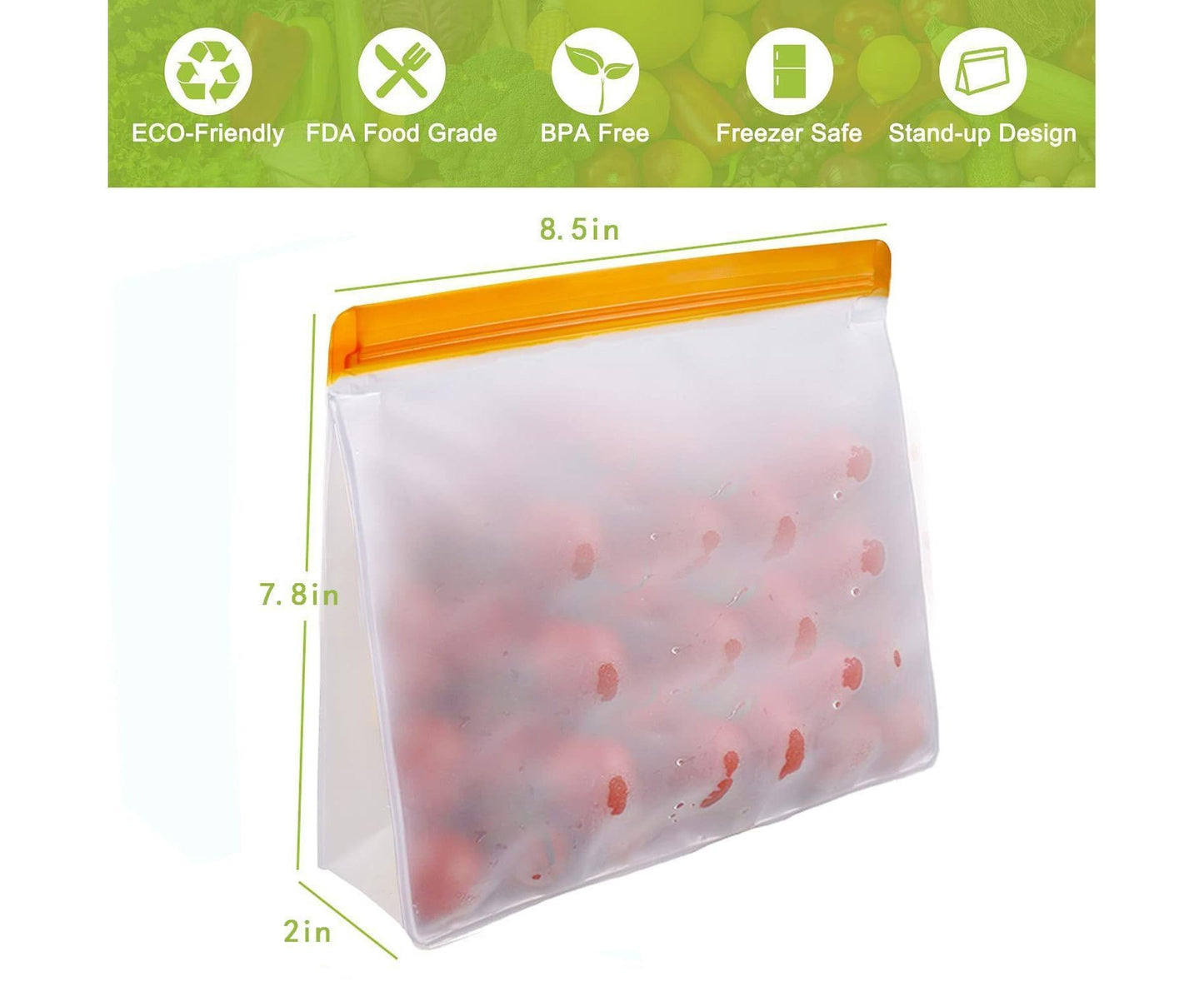 Reusable Storage Bags - Leakproof - 5 Pack Gallon Bags V1263-JX-952