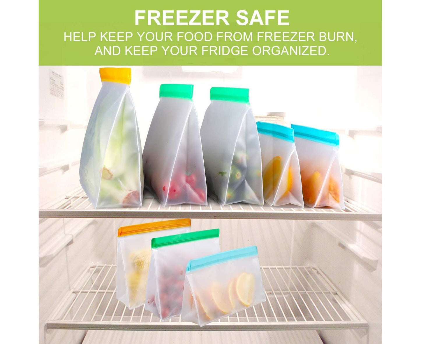 Reusable Storage Bags - Leakproof - 5 Pack Gallon Bags V1263-JX-952