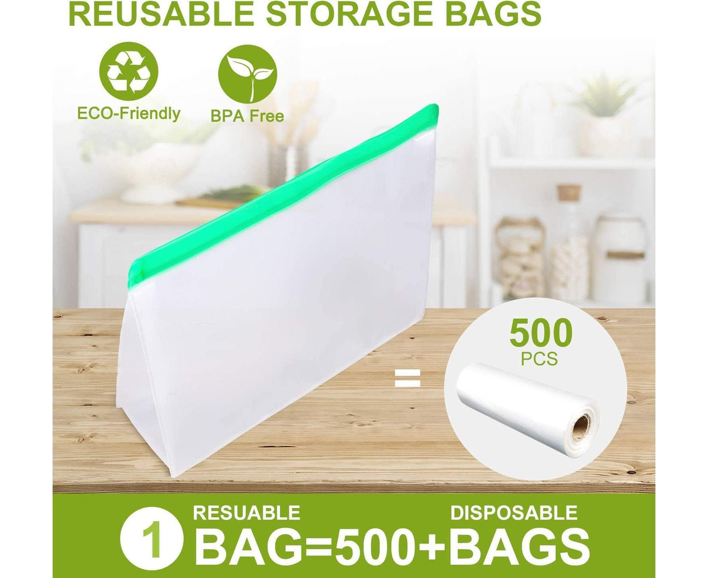Reusable Storage Bags - Leakproof - 5 Pack Gallon Bags V1263-JX-952