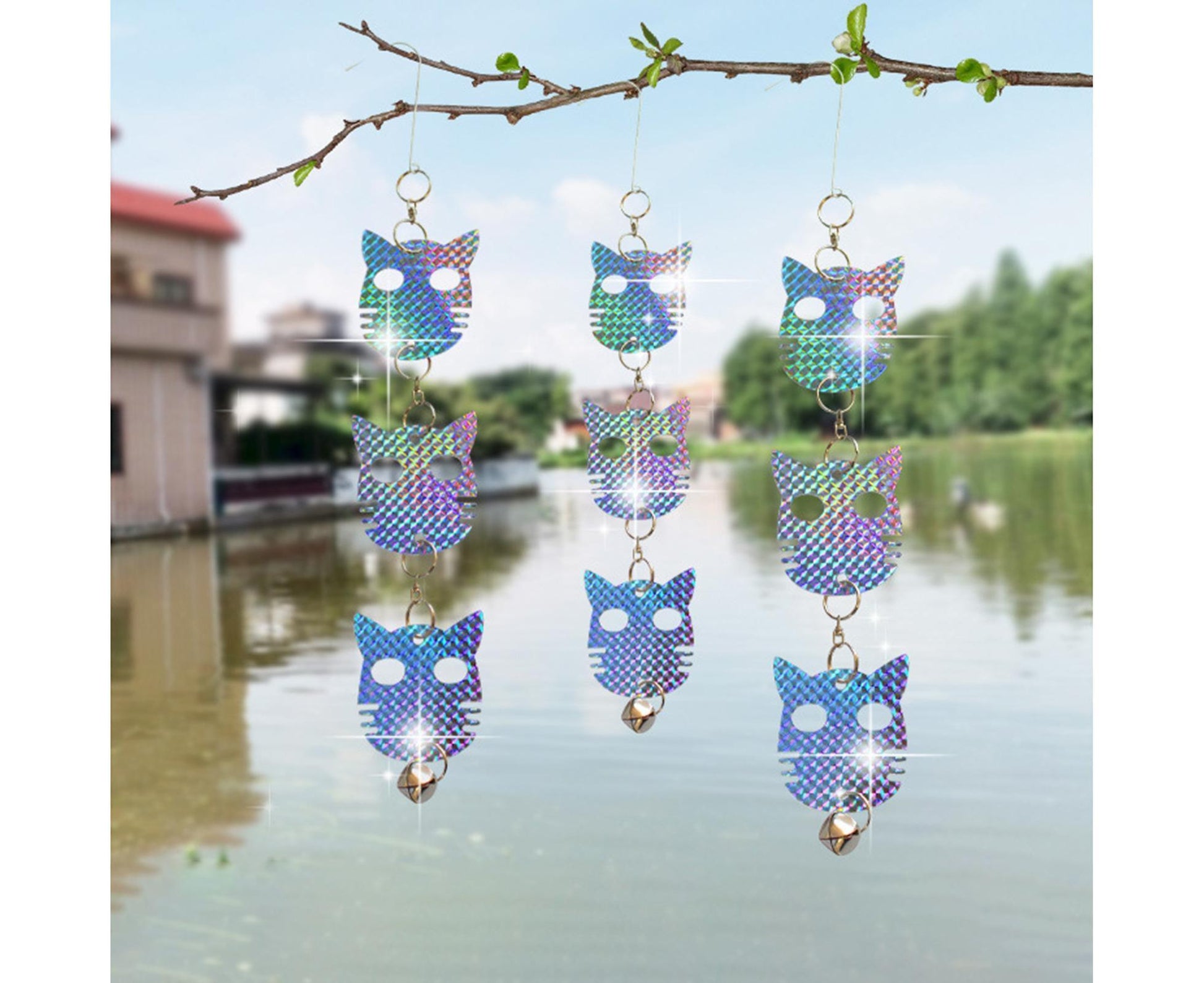 4Pcs Owl Bird Repellent Reflective Discs - 4pcs V1263-JX-954