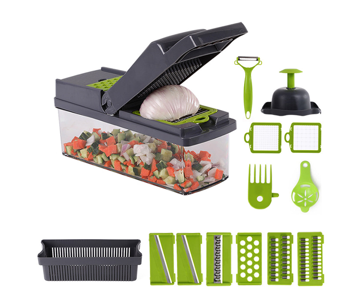 Vegetable Slicer, Onion Mincer Chopper, Vegetable Chopper, Cutter, Dicer, Egg Slicer with Container V1263-JX-964