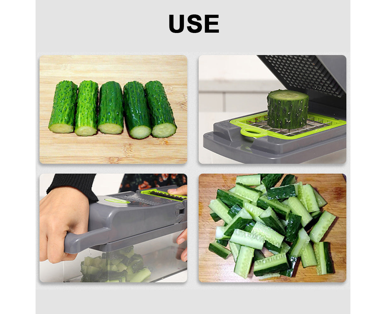 Vegetable Slicer, Onion Mincer Chopper, Vegetable Chopper, Cutter, Dicer, Egg Slicer with Container V1263-JX-964