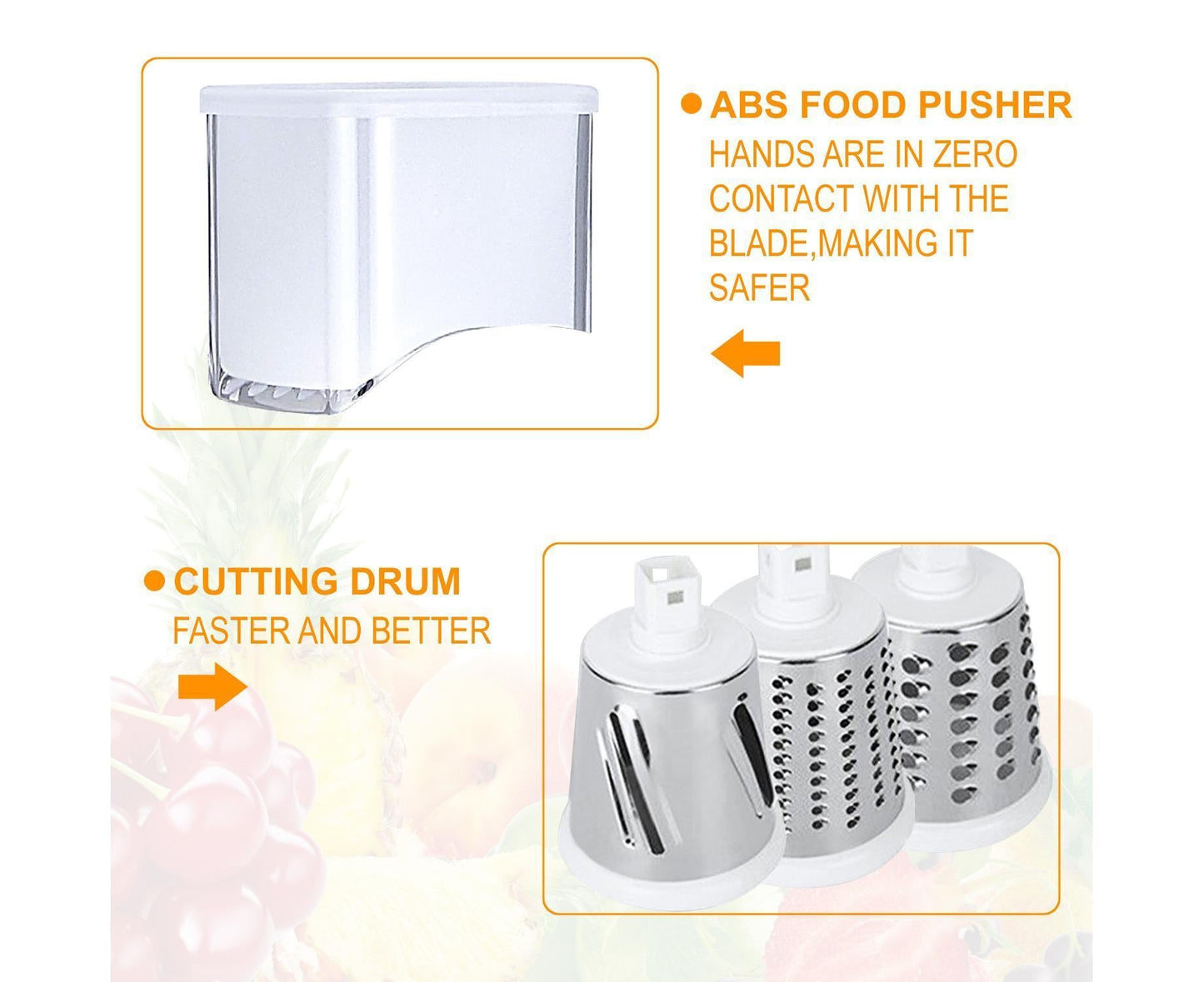 Kitchen Multifunction Vegetable Food Slicer Manual Rotary Drum Grater Chopper WHITE V1263-JX-965