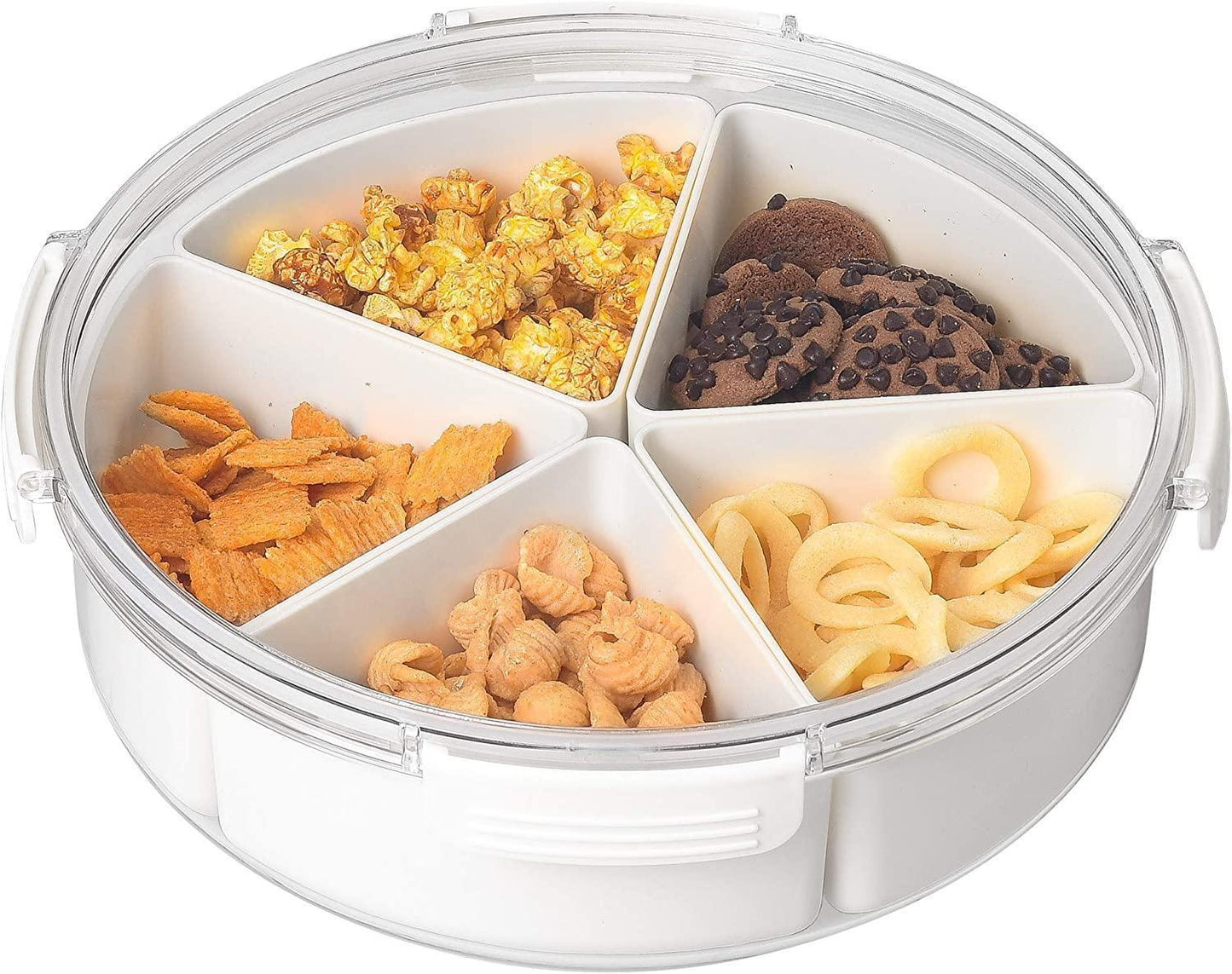 White Round Plastic Tray - Divided Serving - Food Storage V1263-JX-971