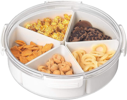 White Round Plastic Tray - Divided Serving - Food Storage V1263-JX-971