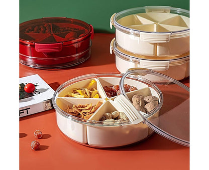 White Round Plastic Tray - Divided Serving - Food Storage V1263-JX-971