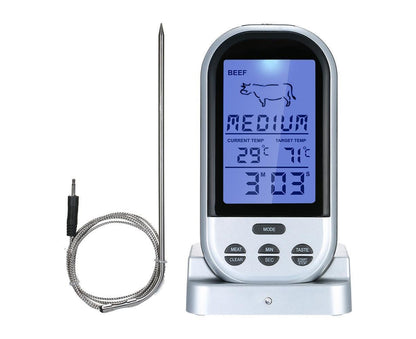 Wireless Meat Thermometer with Probe LCD Display Grey V1263-JX-972
