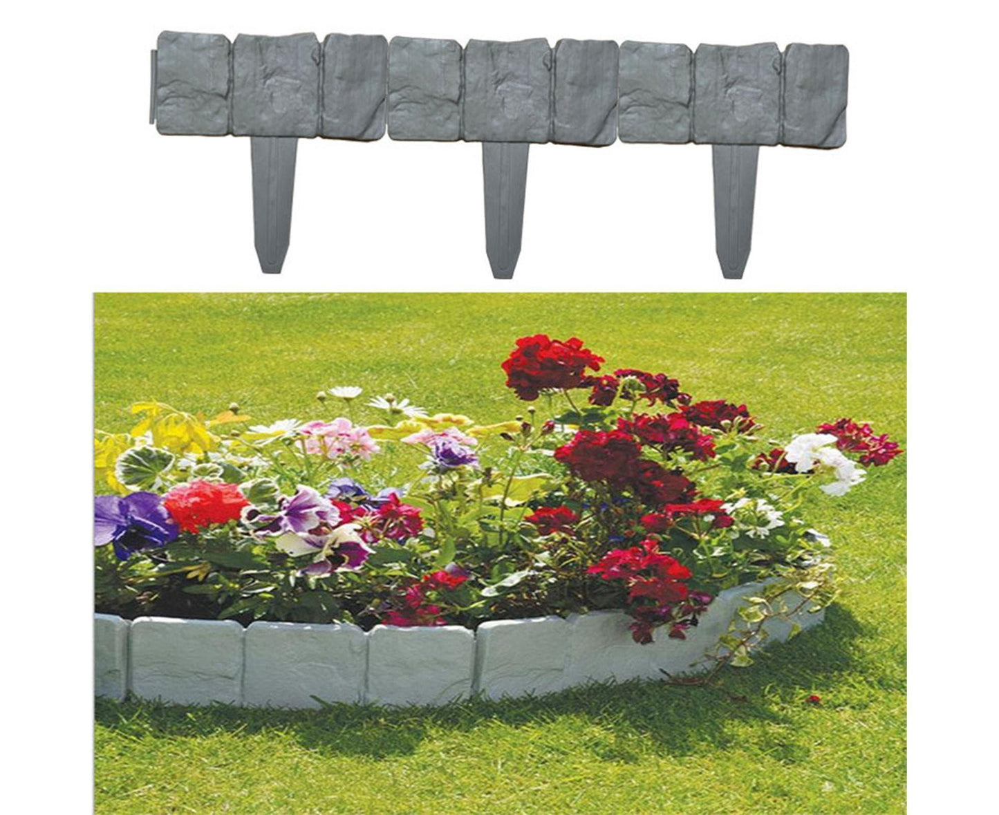 10pcs Garden Edging Border Faux Stone - Grey V1263-JX-975
