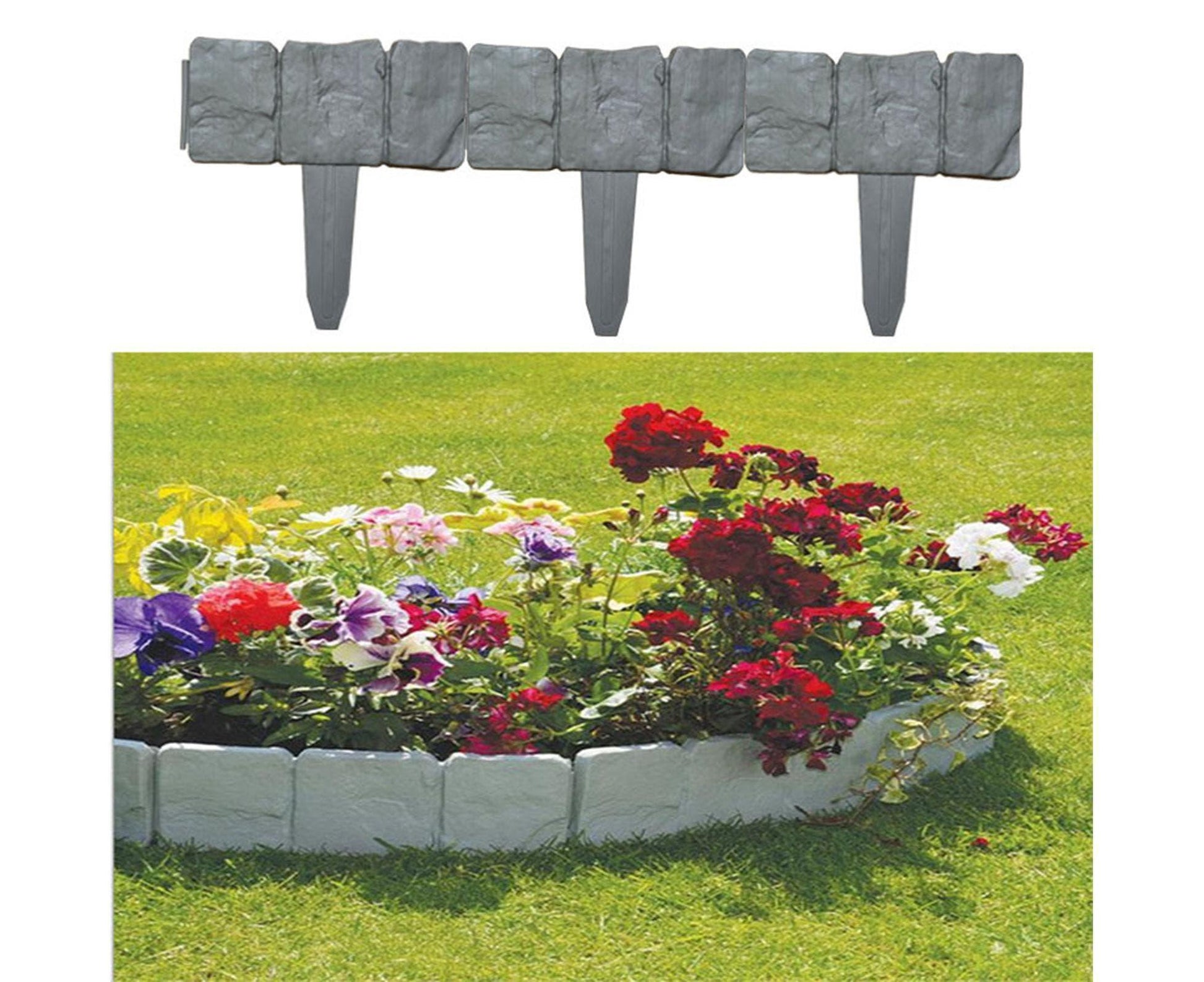 10pcs Garden Edging Border Faux Stone - Grey V1263-JX-975
