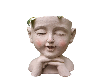 Face Flower Pot with Drainage Resin Succulent Cactus Plant Face Planter Garden Supplies-Multicolor V1263-JX-979