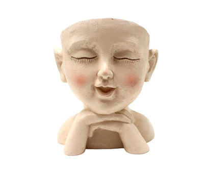 Face Flower Pot with Drainage Resin Succulent Cactus Plant Face Planter Garden Supplies-Multicolor V1263-JX-979