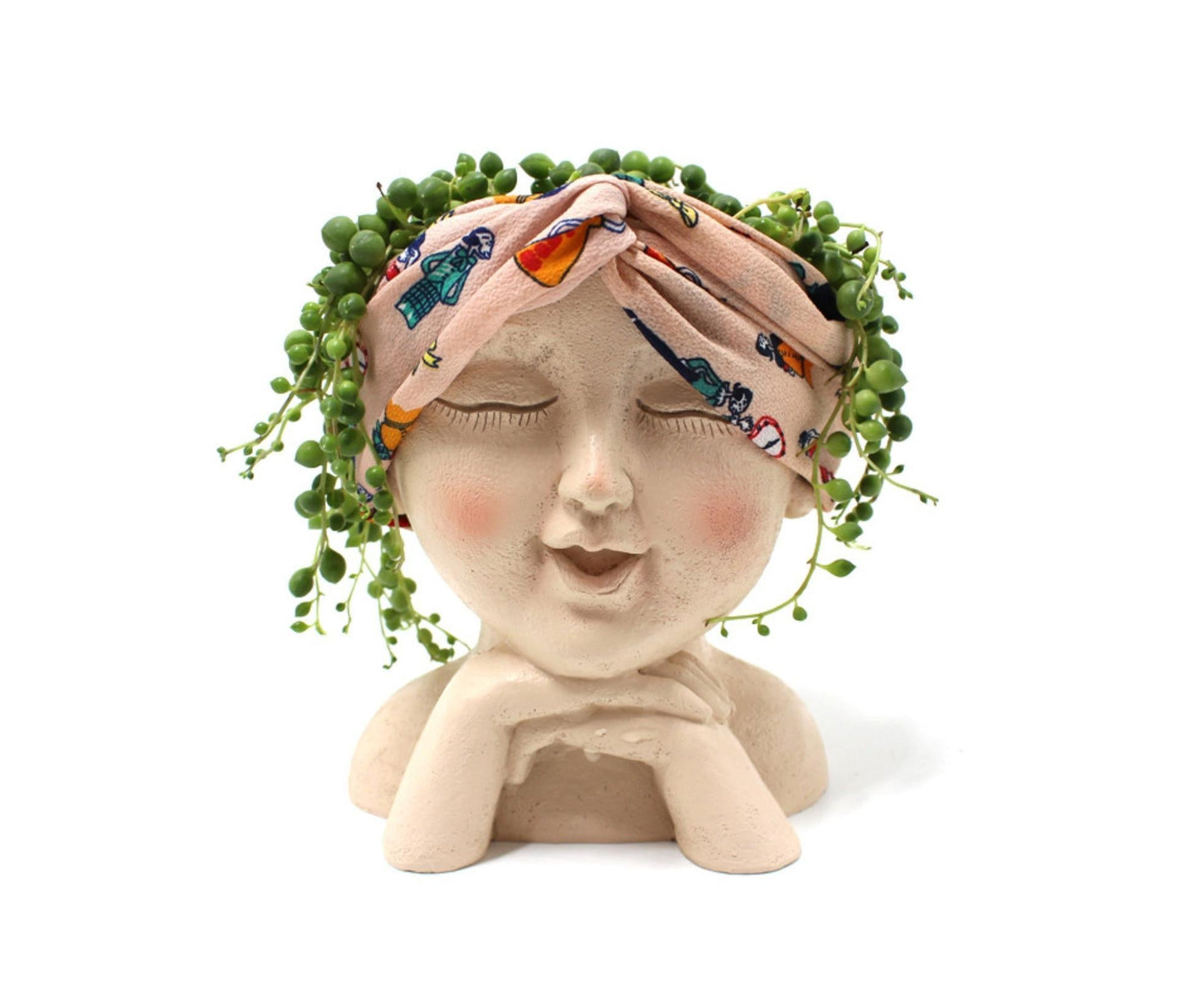 Face Flower Pot with Drainage Resin Succulent Cactus Plant Face Planter Garden Supplies-Multicolor V1263-JX-979