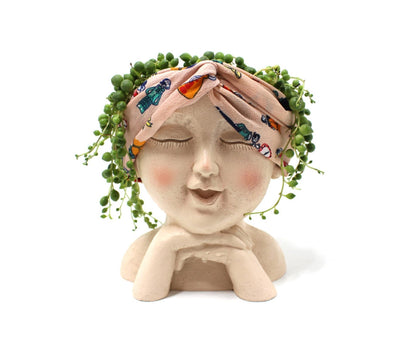 Face Flower Pot with Drainage Resin Succulent Cactus Plant Face Planter Garden Supplies-Multicolor V1263-JX-979