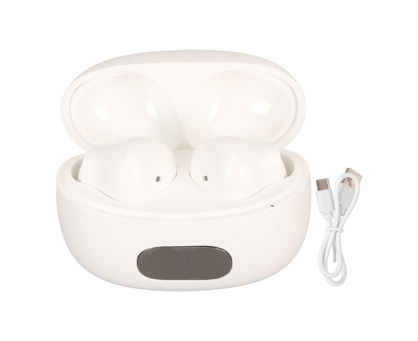 Bluetooth Translator Earbuds Noise Reduction 74 Languages 70 Accents Wireless with Digital Display White V1263-JX-98