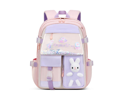Students Backpack Cartoon Rabbit Waterproof Oxford Cloth Smooth Zipper Bookbag School Bag for Middle School V1263-JX-981