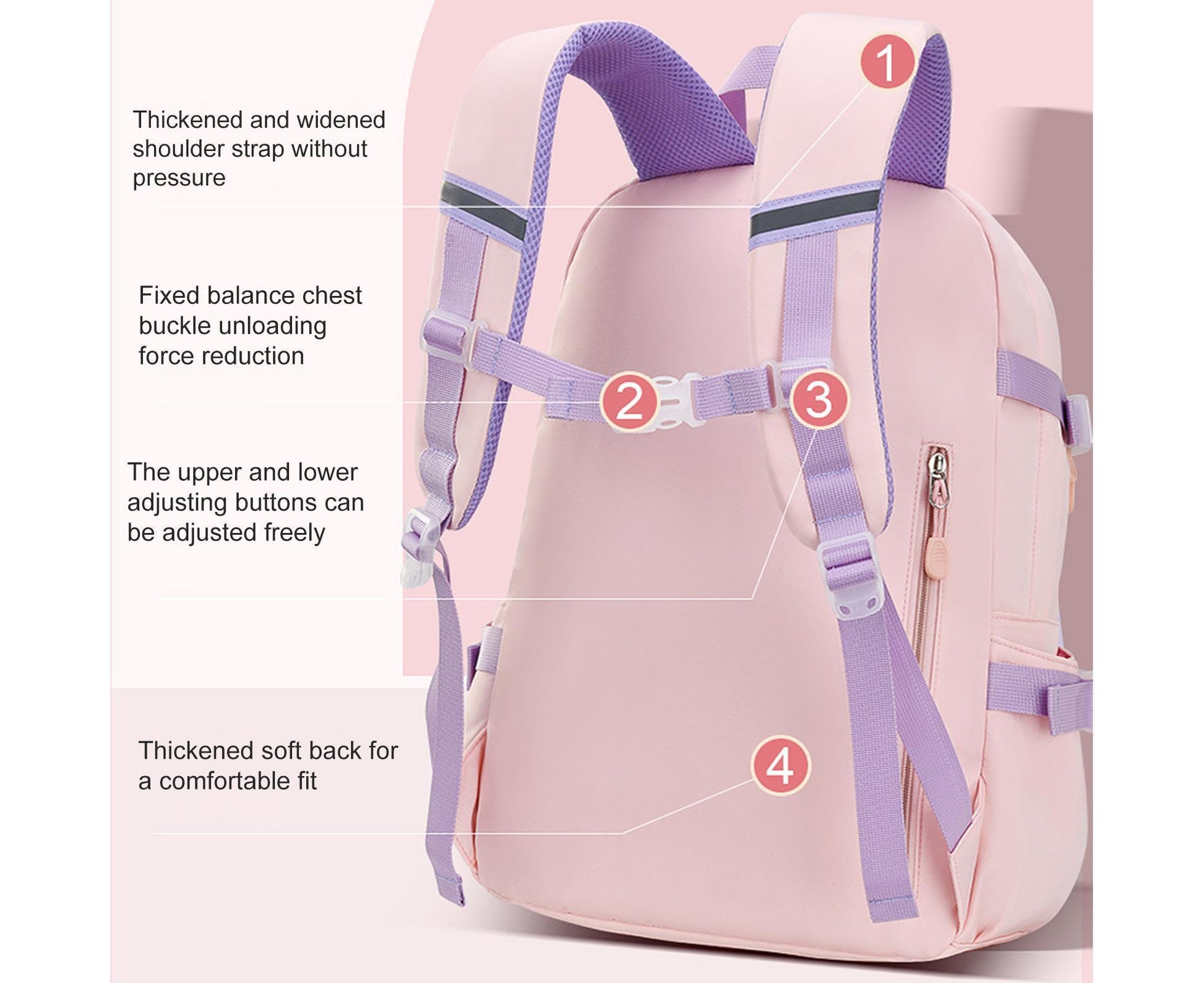 Students Backpack Cartoon Rabbit Waterproof Oxford Cloth Smooth Zipper Bookbag School Bag for Middle School V1263-JX-981