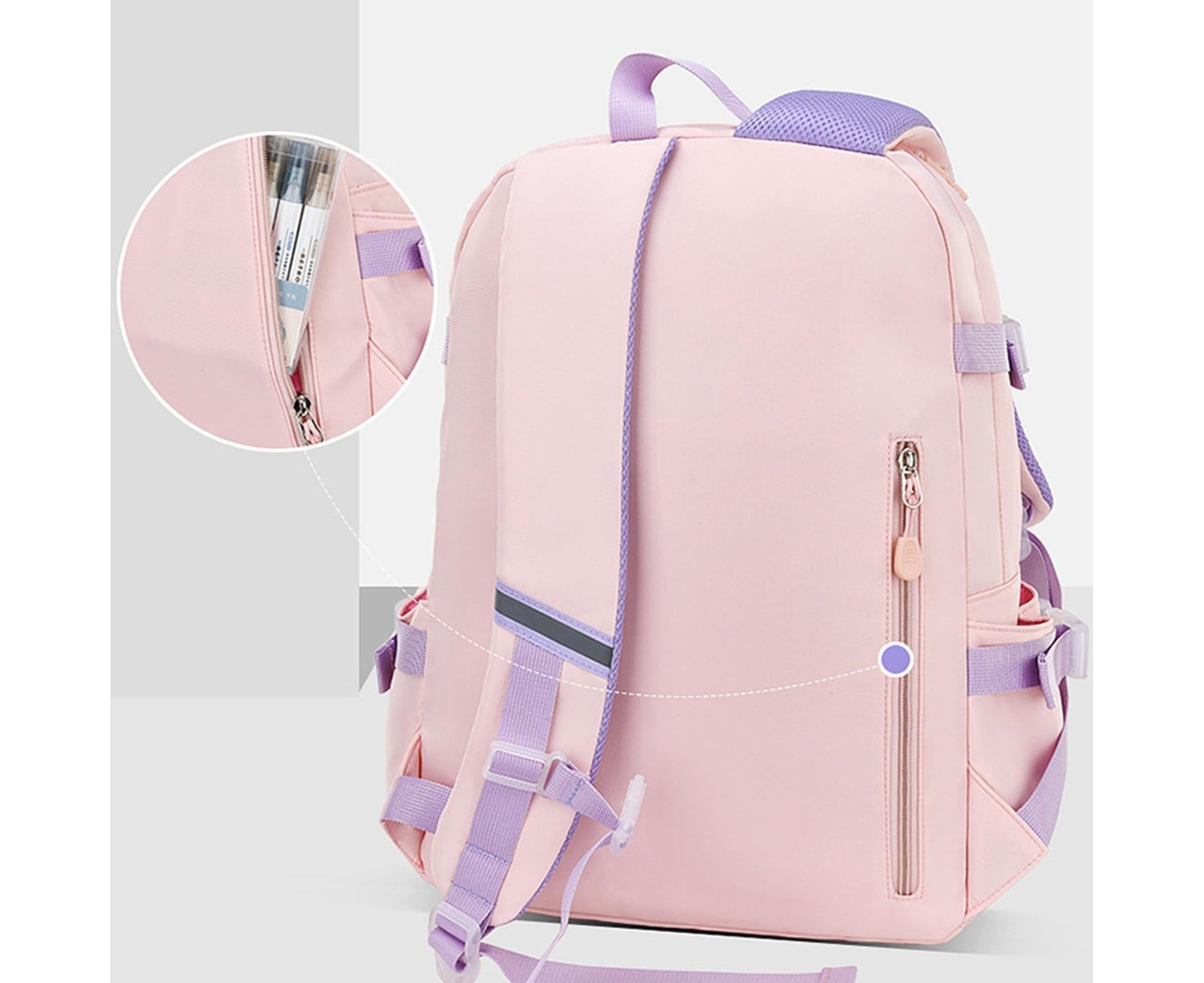 Students Backpack Cartoon Rabbit Waterproof Oxford Cloth Smooth Zipper Bookbag School Bag for Middle School V1263-JX-981