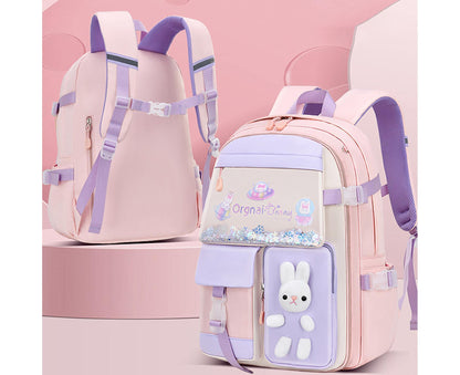 Students Backpack Cartoon Rabbit Waterproof Oxford Cloth Smooth Zipper Bookbag School Bag for Middle School V1263-JX-981