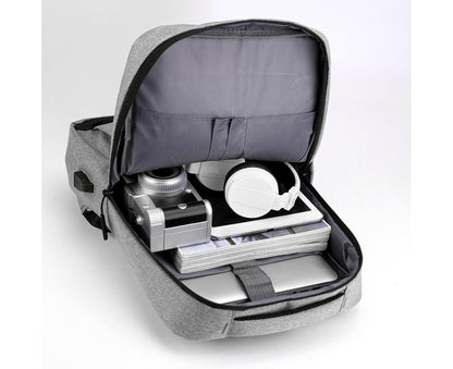 Unisex Backpack Adjustable Shoulder Straps Multilayer Multifunction USB Charging Port Casual Rucksack for V1263-JX-982