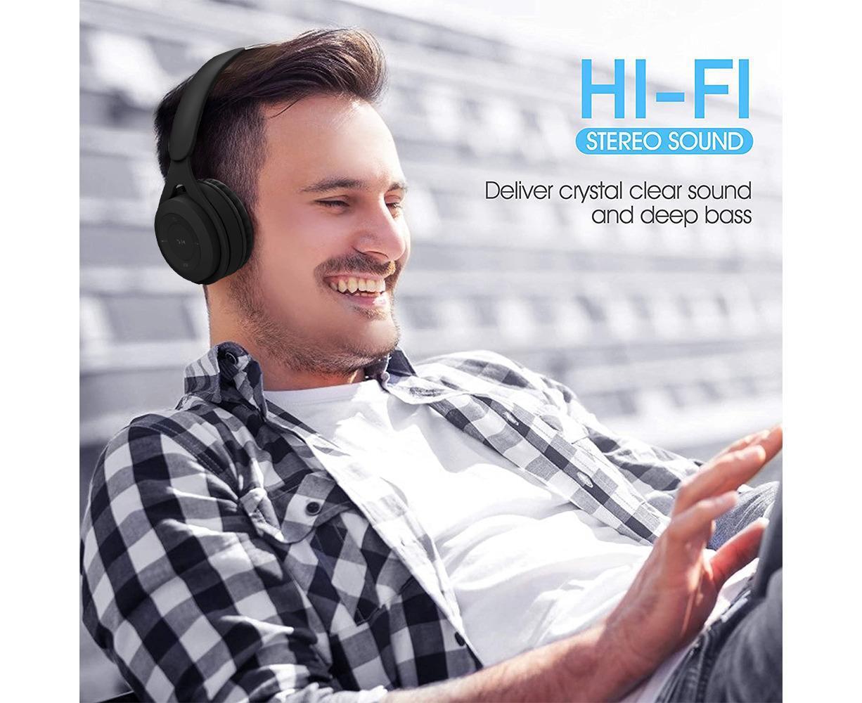 Bluetooth Over Ear Headphones - Soft Earmuffs - Built-in Mic Bluetooth 5.0 V1263-JX-990