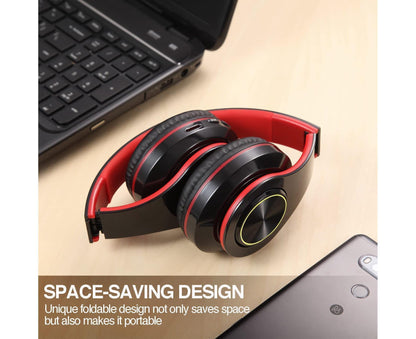 Bluetooth Over Ear Headphones - Stereo Bass - Soft Earmuffs with Built-in Mic for Gym/Office V1263-JX-992